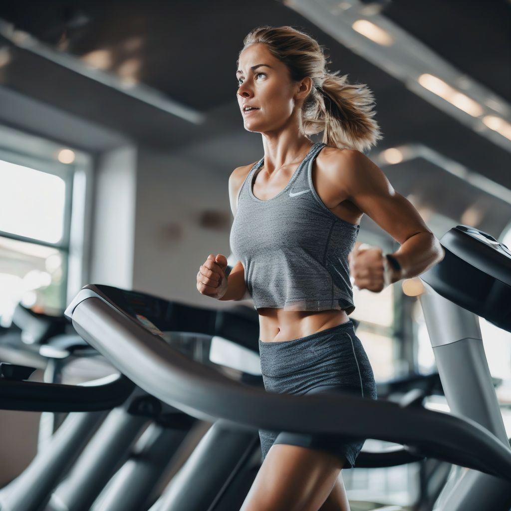 Overweight Woman Running on Treadmill